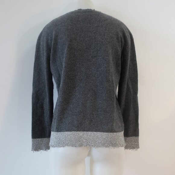 Womens RtA Charcoal Gray Metallic Silver Pure Cashmere Crew Sweater S - Picture 7 of 14